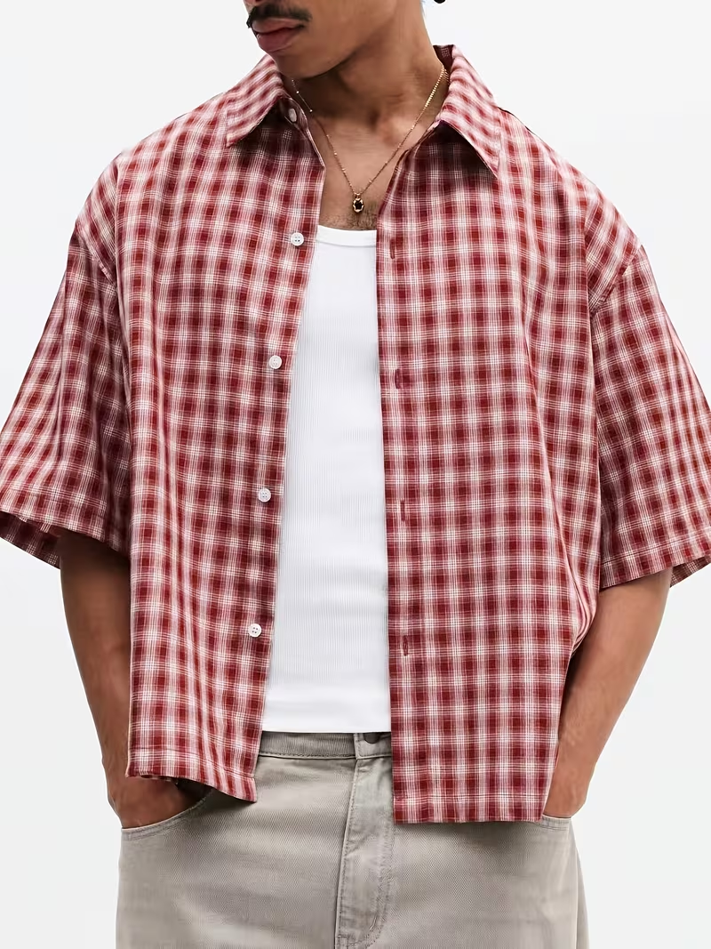 Camisa a cuadros manga corta casual