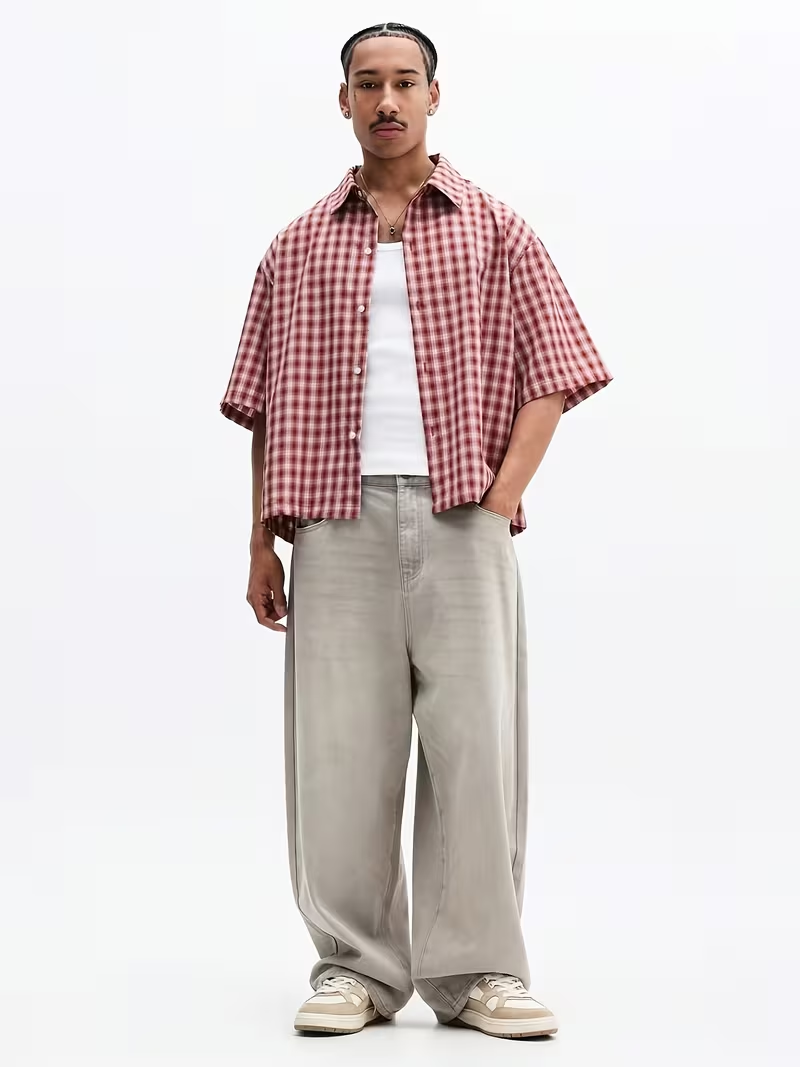 Camisa a cuadros manga corta casual